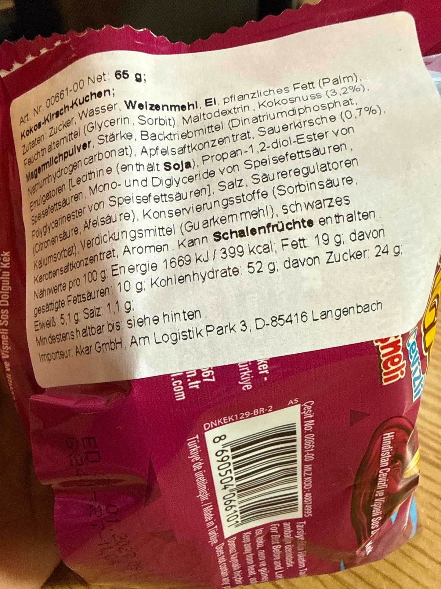 Ülker Dankek Magma Kirsch-Kokos Cake Türkei 65g
