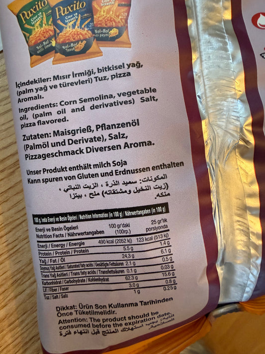 Paxito Bol-Bol acilli Pizza Chips 45g 🇹🇷