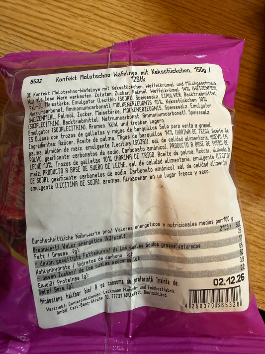 Konfekt Molotschno-Wafelnye mit Keksstückchen Polen 150g