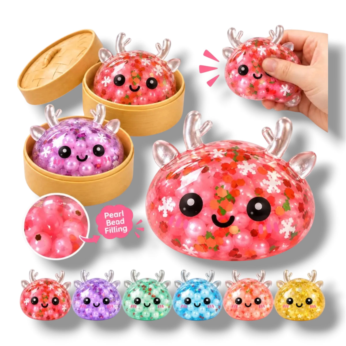 Mystery Hype Dumpling Glitzer Rentier Perlen 5cm