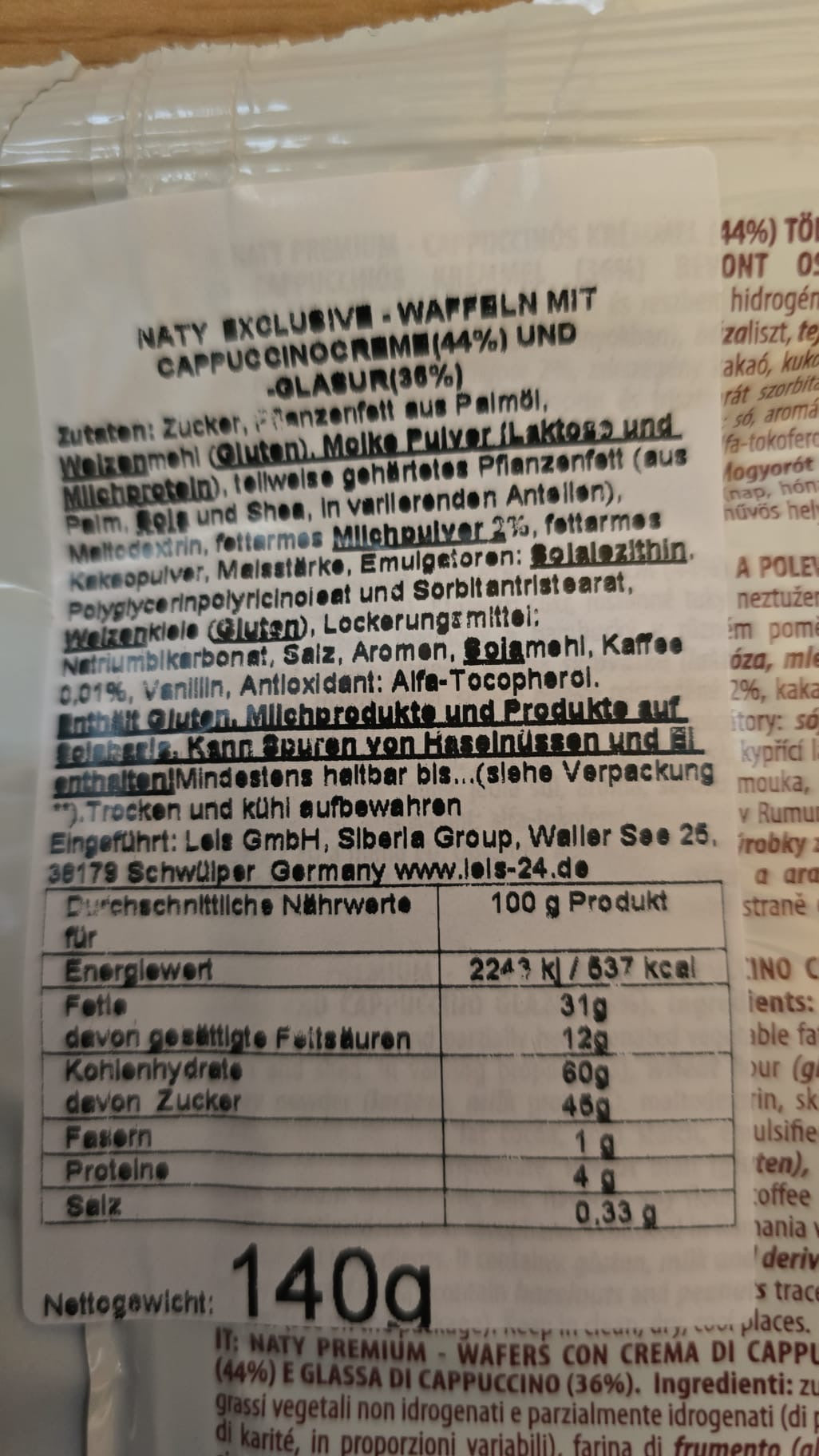 Naty Wafer Capuccino 140g 🇵🇱