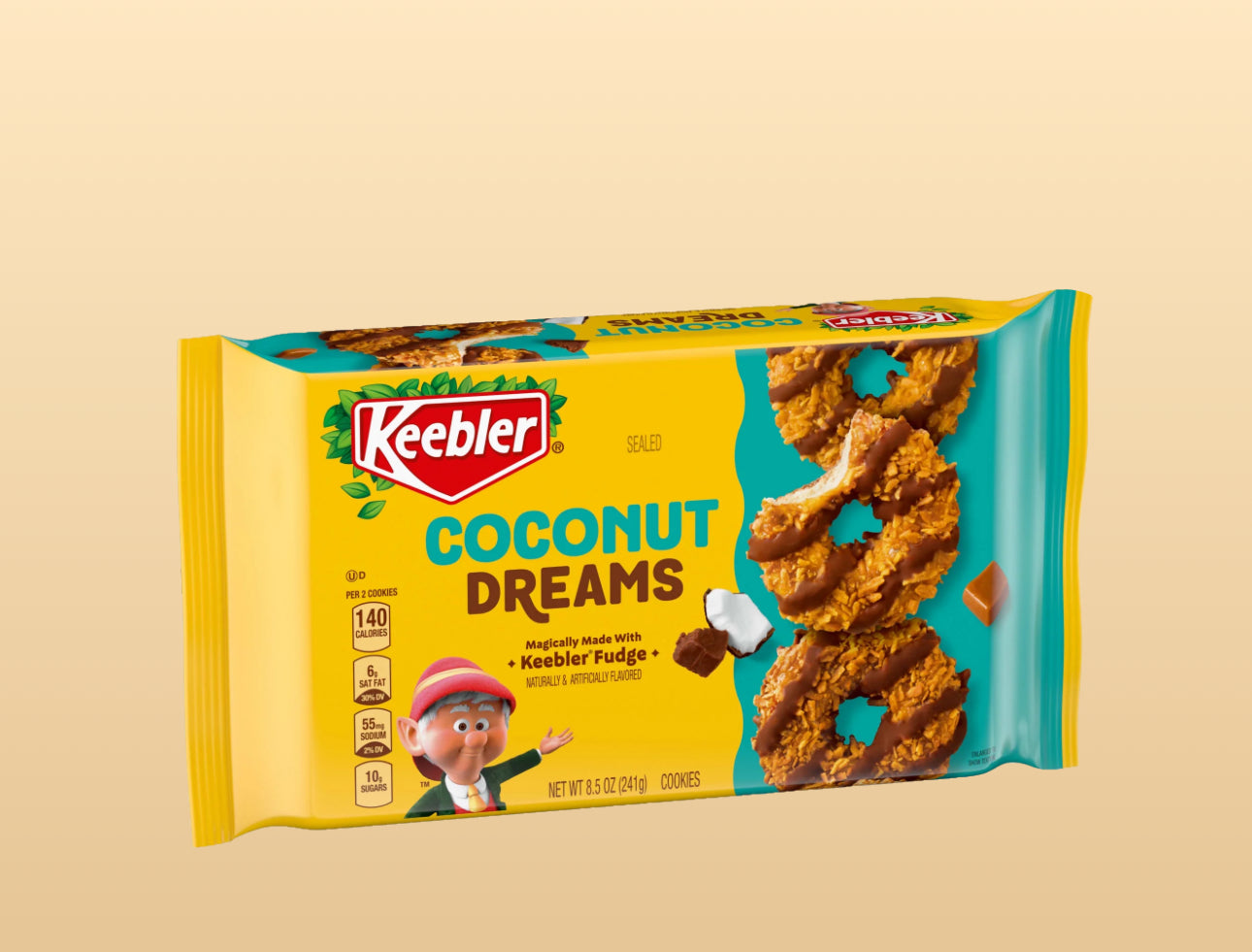 Keebler Fudge Stripes Cookies, Coconut Dreams, Flavors of Fudge, Caramel and Coconut 241g