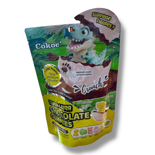 Cokoc Triple-Layer Chocolate Dino Gummies 90g 🇳🇱