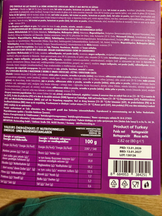 Blackberry Cheesecake Chocolate 80g