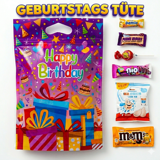 Gefüllte Geburtstags Tüte (6 Süßigkeiten aus aller Welt)