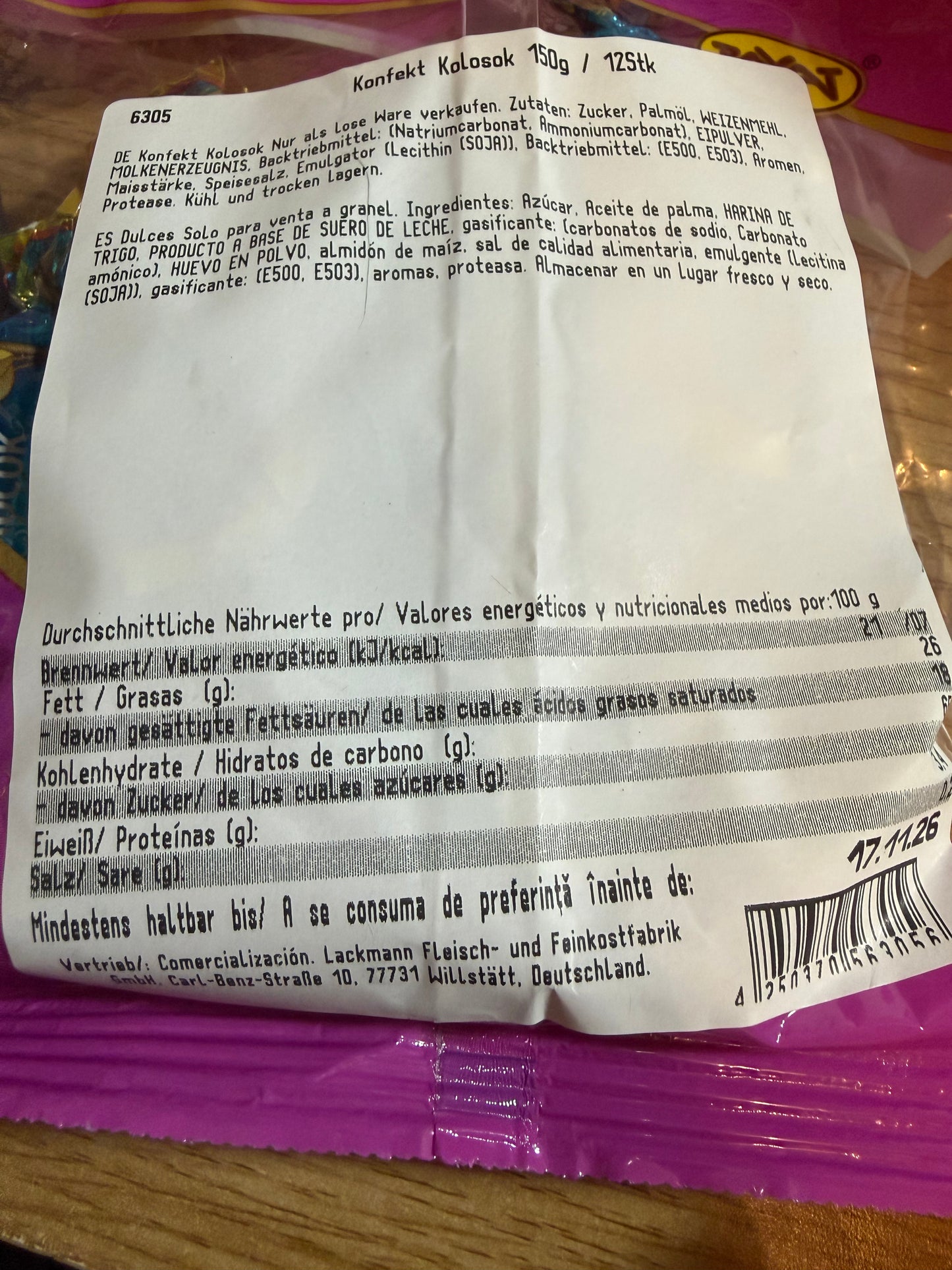 Konfekt Kolosok mit Zitronengeschmack Polen 150g