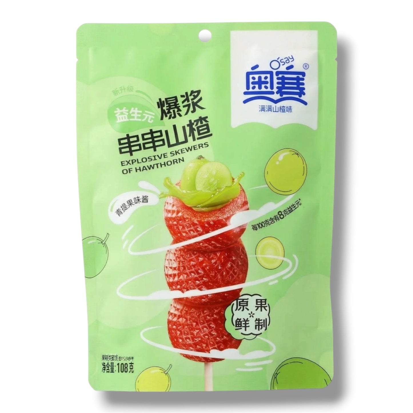 Osay Popping Skewers Weißdorn-Muskattraube China 108g