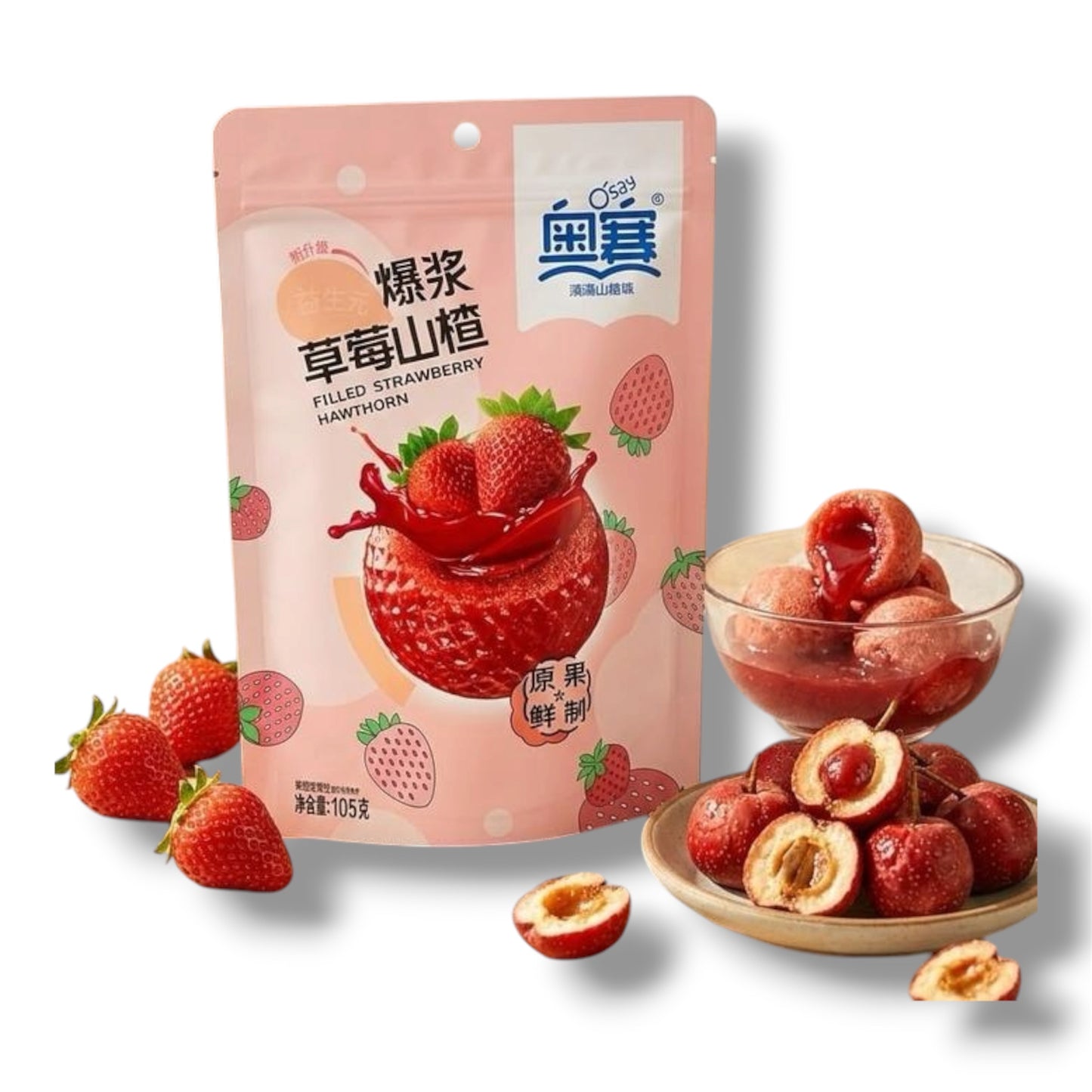 Osay Weißdornbällchen-Erdbeere China 108g