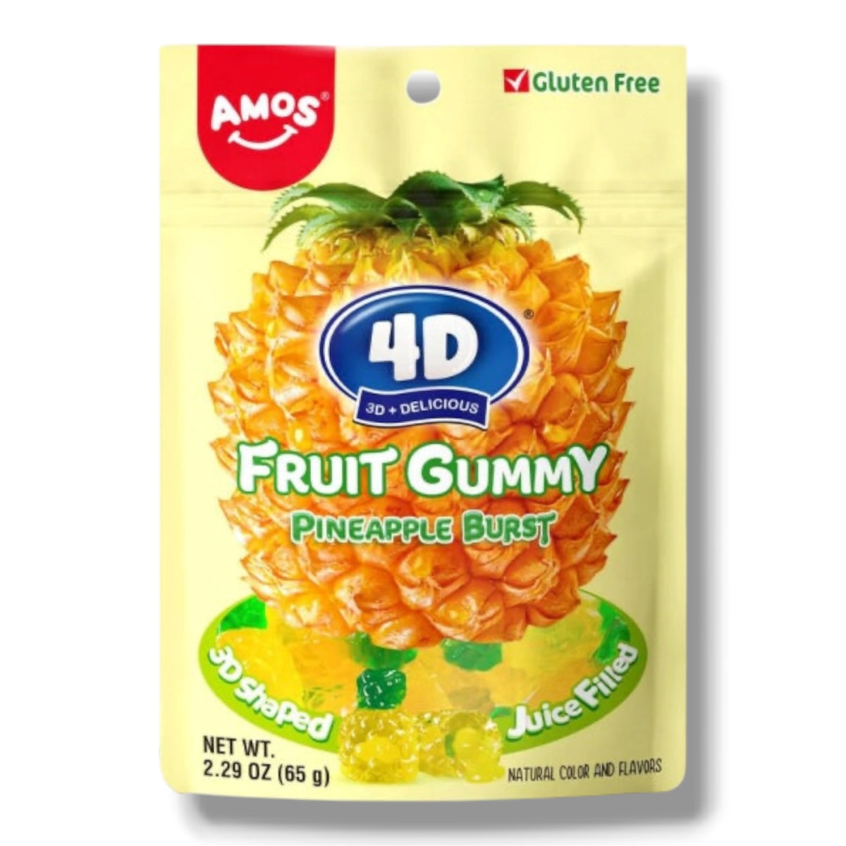 Amos 4D Fruit Gummy Pineapple Burst China 65g