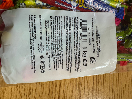 Toffileo Stick Fruit Flavored Soft Candy 1Kg 🇹🇷